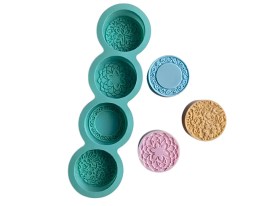 Molde silicona 4 jabones redondos labrados